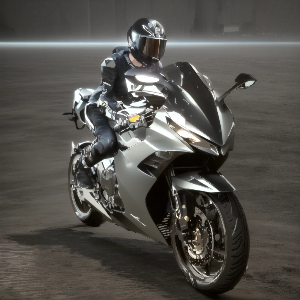 Arafed image of a man riding a motorcycle on grey background, Motorcycle concept art, concept mask, riding a Futuristic motorcycle, 3D Rendering N-9, daniel maidman octane rendering, Futuristic motorcycle, 3d rendering octane, 3d rendering octane, Honda RC 2 1 3, Extreme Rendering, Sitting on a cyberpunk motorcycle, Cycle Rendering, 3D Rendering