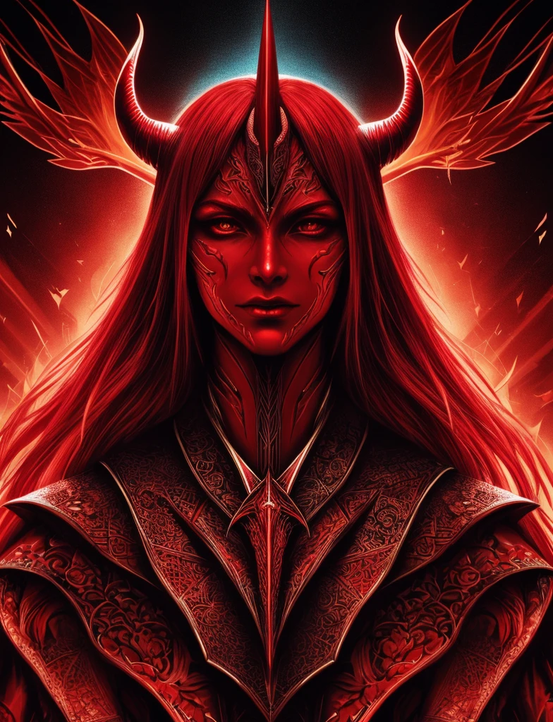 DonM4lph4,   lilith, embodiment of evil, cunning and charismatic, red skin, devil horns, fantasy ,   