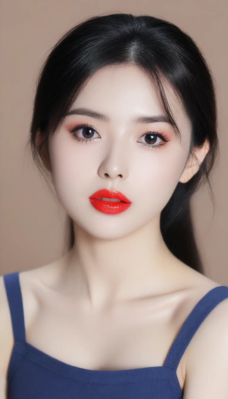 Ultra-realistic movie master pie with ultra-detailed primetime portraits, high quality, 8K, table top, Ultra HD), 1 girl 40 years old、nude supermodel, ((Random style and color hair)), masterpiece, high quality, high quality, High resolution、(close up of face), black_mascara put in Long eyelashes:1.5, dark (eyesshadows:1.35), (Glossy) red_lips:1.24, ((brown_eyes)), (iridescent eyes), vibrant eyes:1.35, high contrast, dark shot:1.5, (seductive smile), ((pink_makeup cheeks:1.2))