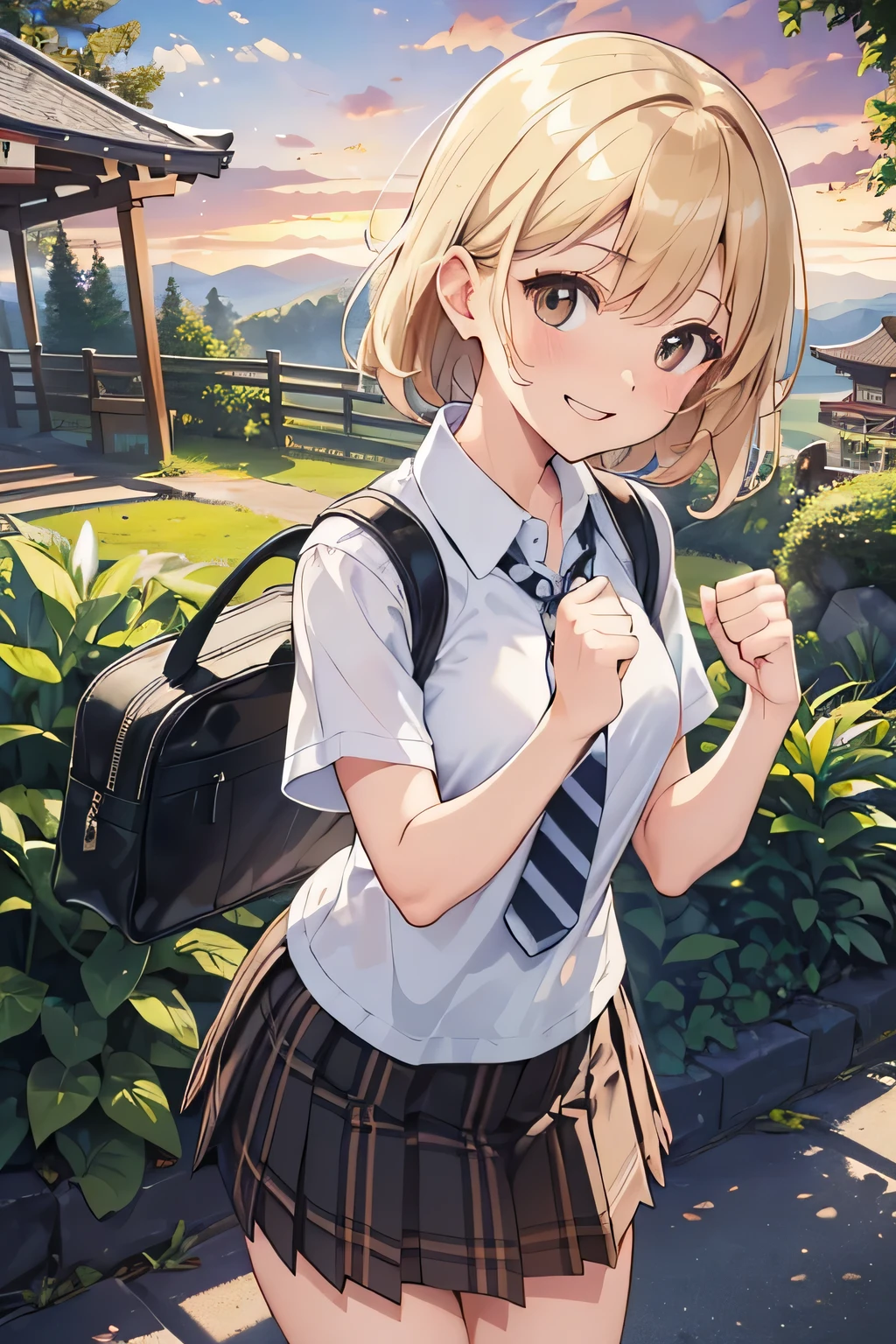 ((Highest quality, 4K, masterpiece: 1.3)), ((High Resolution)),((It's wonderful)),((Japan countryside:1.2)),((Japan countryside:1.2)),((Japan countryside:1.2)),((Japan countryside:1.2)),((Japanese mountain trails and rice terraces:1.2)),((Standing at the bus stop:1.2)),((Standing at the bus stop:1.2)),(Do not split frames),(Do not split),(Do not split),(sunset:1.2),(sunset:1.2),(sunset:1.2),(sunset:1.2),(One woman:1.8),(One woman:1.8),(One woman:1.8),(One woman:1.8),(One woman:1.8),((dutch angle shot:1.2)),((dutch angle shot:1.2)),((medium wide shot:1.2)),((medium wide shot:1.2)),((medium wide shot:1.2)),((upper body shot:1.2)),((upper body shot:1.2)),((upper body shot:1.2)),((upper body shot:1.2)),((shoot from above:1.2)),((shoot from above:1.2)),((school uniform, short sleeve shirt:1.2)),((school uniform, short sleeve shirt:1.2)),((school uniform, short sleeve shirt:1.2)),(tie:1.4),(tie:1.4),(tie:1.4),((Fluttering checkered skirt:1.2)),((Fluttering checkered skirt:1.2)),((Fluttering checkered skirt:1.2)),((Black ankle socks:1.3)),((Black ankle socks:1.3)),((Black ankle socks:1.3)),((Trekking shoes:1.2)),(School Bags),(School Bags),(School Bags),(School Bags),((Stand with your feet shoulder-width apart and your knees slightly bent:1.2)),((Stand with your feet shoulder-width apart and your knees slightly bent:1.2)),((Stand with your feet shoulder-width apart and your knees slightly bent:1.2)),((Stand with your feet shoulder-width apart and your knees slightly bent:1.2)),((Stand with your feet shoulder-width apart and your knees slightly bent:1.2)),((face focus:1.4)),((face focus:1.4)),((face focus:1.4)),((face focus:1.4)),((model posing:1.2)),((model posing:1.2)),((model posing:1.2)),((model posing:1.2)),((model posing:1.2)),((model posing:1.2)),(A cool expression in the wind:1.2),(A cool expression in the wind:1.2),(A cool expression in the wind:1.2),((A big smile:1.2)),((A big smile:1.2)),((fist bump:1.4)),((fist bump:1.4)),((fist bump:1.4)),(shoot from side),((Light brown eyes:1.2)),((Light brown eyes:1.2)),((Beautiful highlighted eyes)),((Light brown eyes:1.2)),((Light brown eyes:1.2)),((Beautiful highlighted eyes)),((Light brown eyes:1.2)),((Beautiful highlighted eyes)),((Light brown eyes:1.2)),((Shiny black hair:1.4)),((Shiny black hair:1.4)),((Shiny black hair:1.4)),((Fluffy short bob:1.2)),((Fluffy short bob:1.2)),((Fluffy short bob:1.2)),((Fluffy short bob:1.2)),((Parted bangs)),((Parted bangs)),(Beautiful breasts),Japanese women, 14 years old gravure photo, High Contrast, Aperture F3.2, Focal length 100mm, (((peace sign))),wakame, wakame, wakame, wakame, wakame, wakame, wakame, wakame, wakame, wakame, wakame, wakame, wakame, wakame, wakame, wakame, wakame, wakame, wakame, wakame, wakame, wakame, wakame, wakame, wakame 
