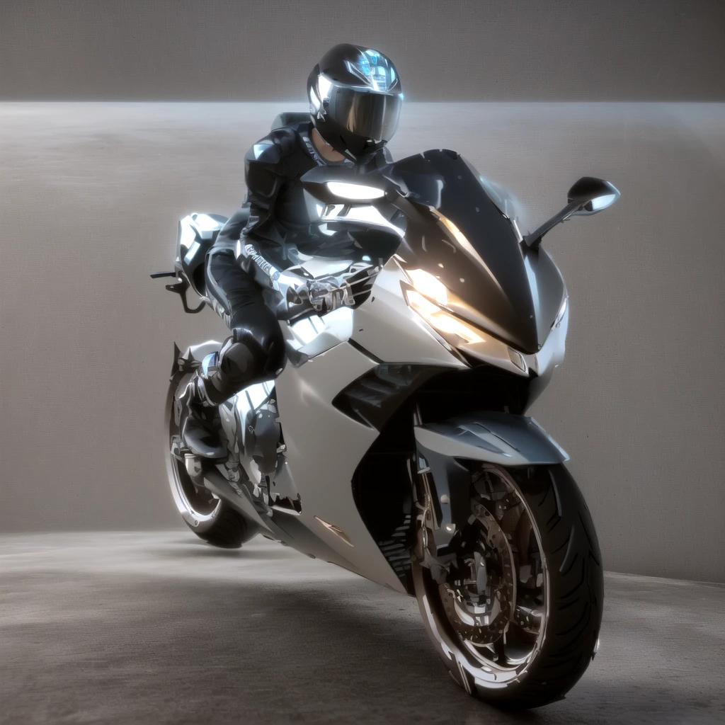 Arafed image of a man riding a motorcycle on grey background, Motorcycle concept art, concept mask, riding a Futuristic motorcycle, Parchment Art,3D Rendering N-9, daniel maidman octane rendering, Futuristic motorcycle, 3d rendering octane, 3d rendering octane, Honda RC 2 1 3, Extreme Rendering, Sitting on a cyberpunk motorcycle, Cycle Rendering, 3D Rendering