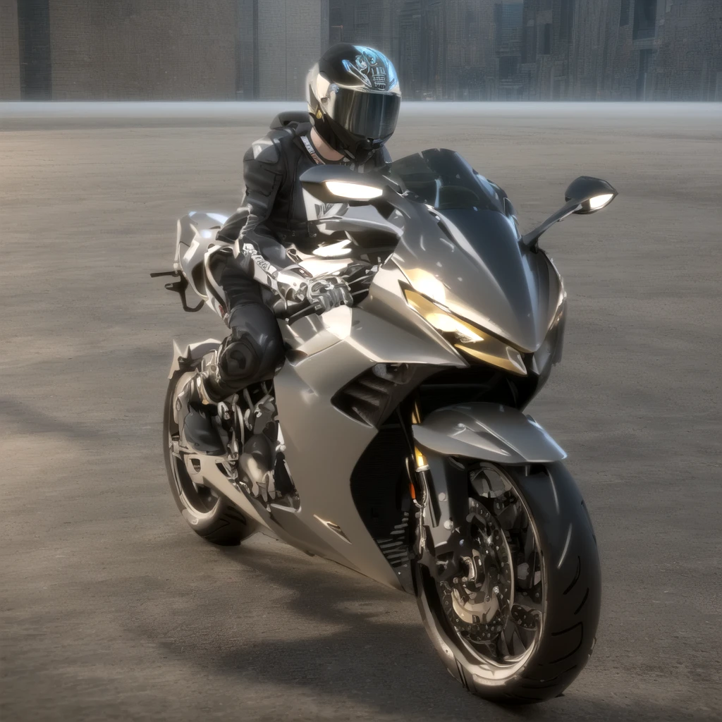 Arafed image of a man riding a motorcycle on grey background, Motorcycle concept art, concept mask, riding a Futuristic motorcycle, Parchment Art，3D Rendering N-9, daniel maidman octane rendering, Futuristic motorcycle, 3d rendering octane, 3d rendering octane, Honda RC 2 1 3, Extreme Rendering, Sitting on a cyberpunk motorcycle, Cycle Rendering, 3D Rendering