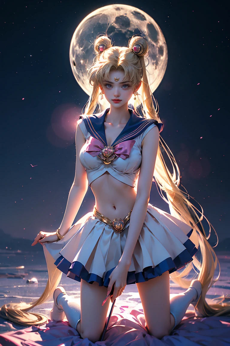 ((masterpiece, top quality, Highest image quality, A high resolution, Photorealistic, Raw photo, 8 k)), ((extremely detailed wallpaper CG unified 8k)), (Huge amazing goddess shot, Very hot and sexy, stunning beauty, perfect proportions, Beautiful body, The beauty of a slim body:1.4), Woman taking photo in sailor suit, Sailor Moon, Sailor Moon style, Sailor Moon. Beautiful, Inspired Sailor Moon, Sailor Moon, official art, Sailor Moon aesthetic, official anime cover, magical girl anime magical girl, anime princess, magical girl style, high quality work of art, Magical girl kneeling in front of a giant crescent moon, one hand on the waist, 