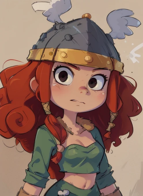 (8k, high resolution,high quality)
((masterpiece)), (detailed fur), (detailed face), concept, simple background
Barbara, long hair, red hair, helmet, skirt, tube top, curly hair, skull, black eyes, 