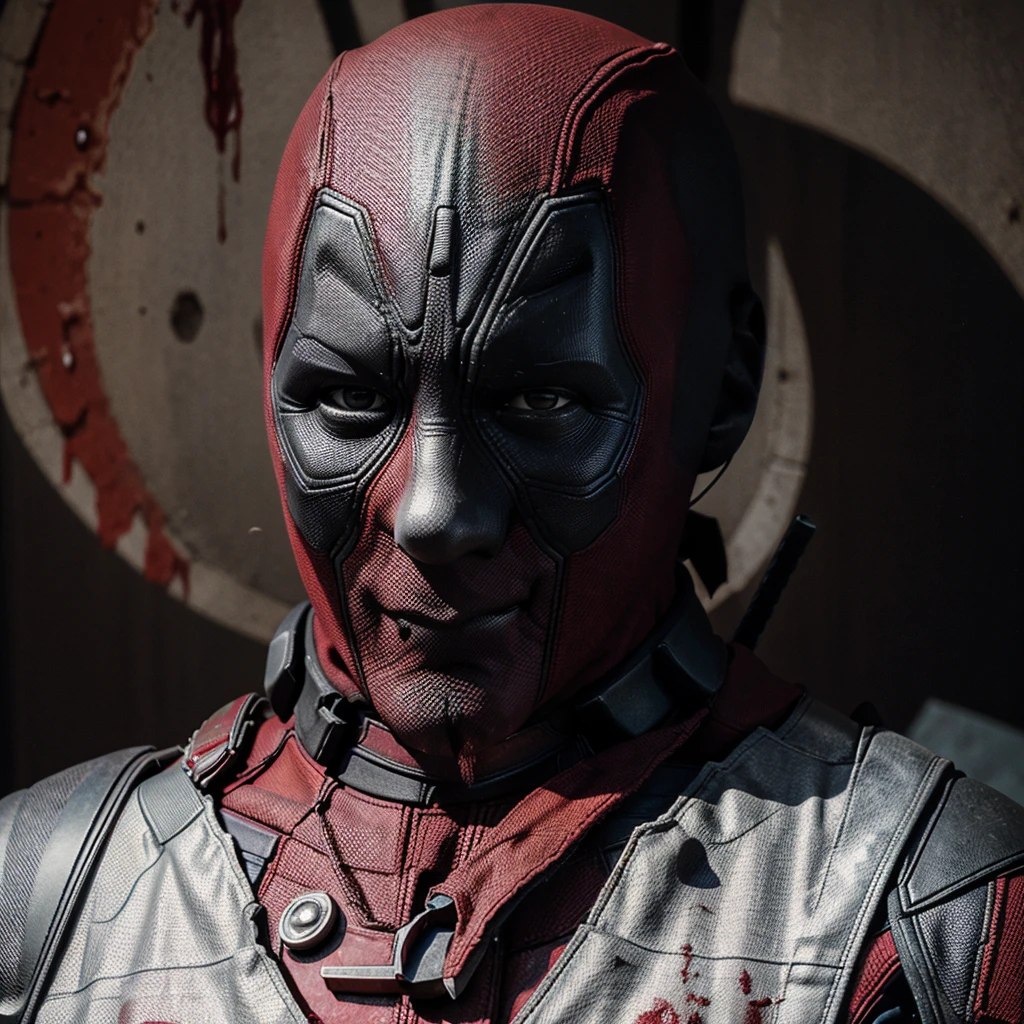 Deadpool with full of blood