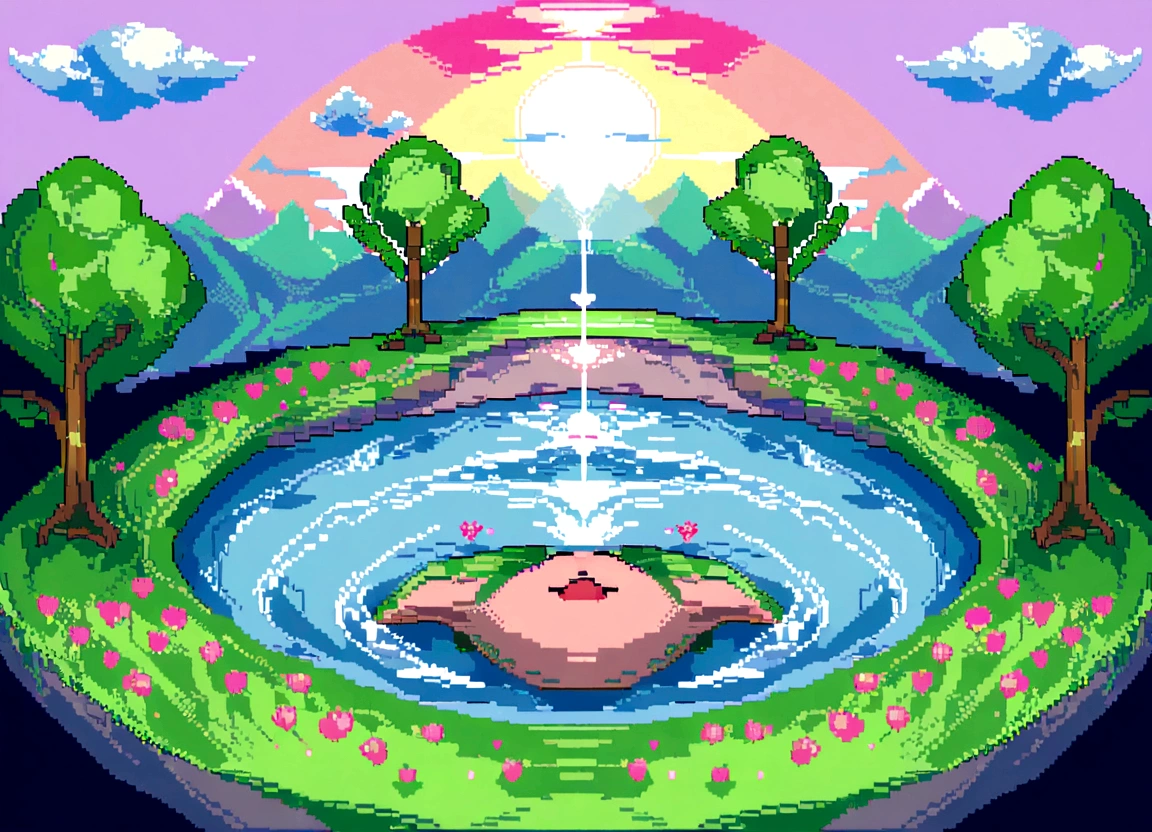Pixel Art,Fisheye wide angle lens,Tilt down view,Wild meadows,forest, beautiful 详细的Pixel Art, 详细的Pixel Art, Lofidel Retro Video Games, 概念Pixel Art, 详细的Pixel Artwork, Pixel Art style, Pixel Art动画, 高品质Pixel Art, Dolphin jumping out of the sea, Ultra-detailed colorful low-polygon art, #Pixel Art:3, # Pixel Art, #Pixel Art