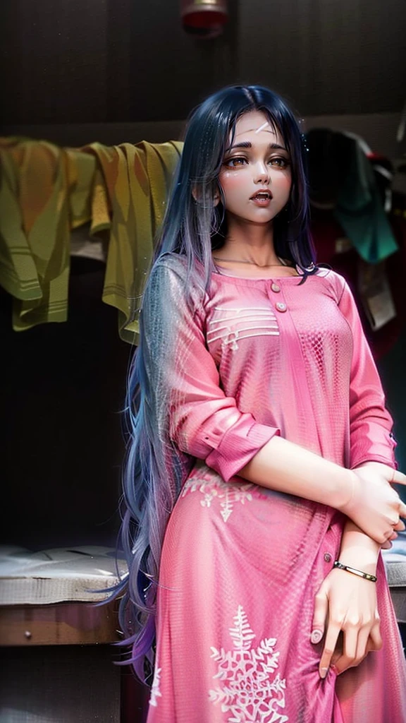 Very long hair beautiful girl adult large body