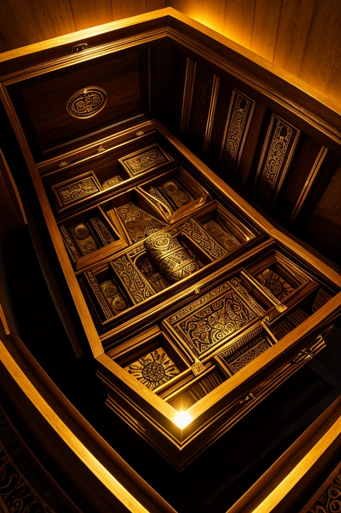 Casket, coffin, sarcophagus, prismati, light and ascension