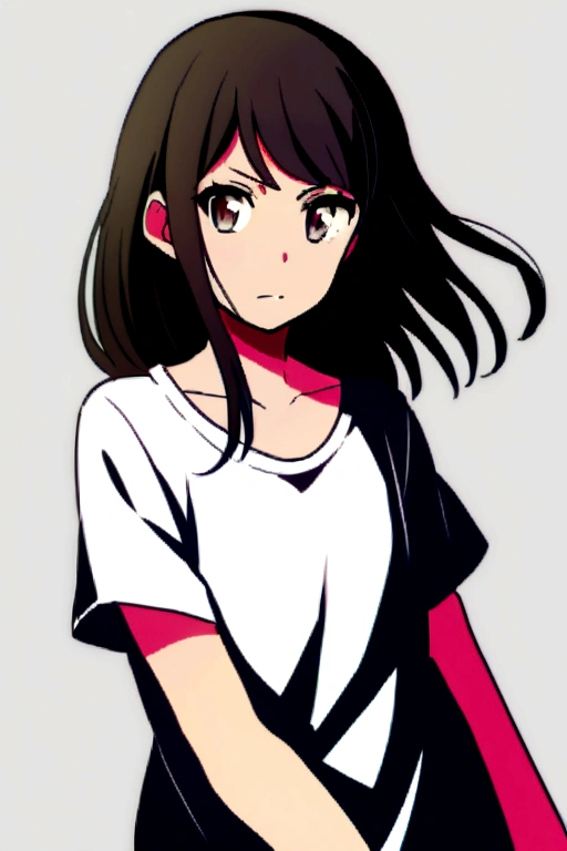 Ayumi Tanaka is a 23-year-old woman, of average height (1,65 m), With a slender body. She has long black hair, usually loose, and dark brown eyes that reflect sadness and depth. Your skin is fair and slightly pale. Ayumi prefers casual and discreet clothes, like jeans and simple t-shirts, often accompanied by an old coat. His expression is serious and determined, with a look that carries the weight of your experiences.