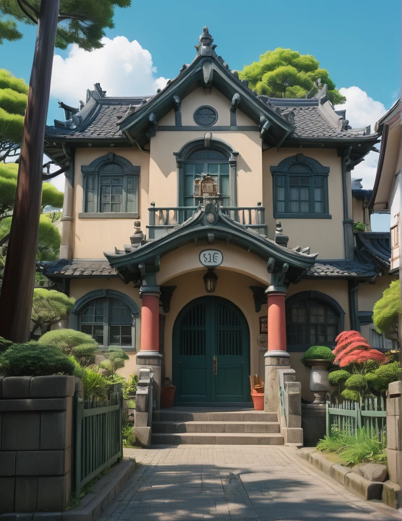 Ghibli style in live-action 宮崎駿が学校の体育館の壇上in本を読み上げている様子