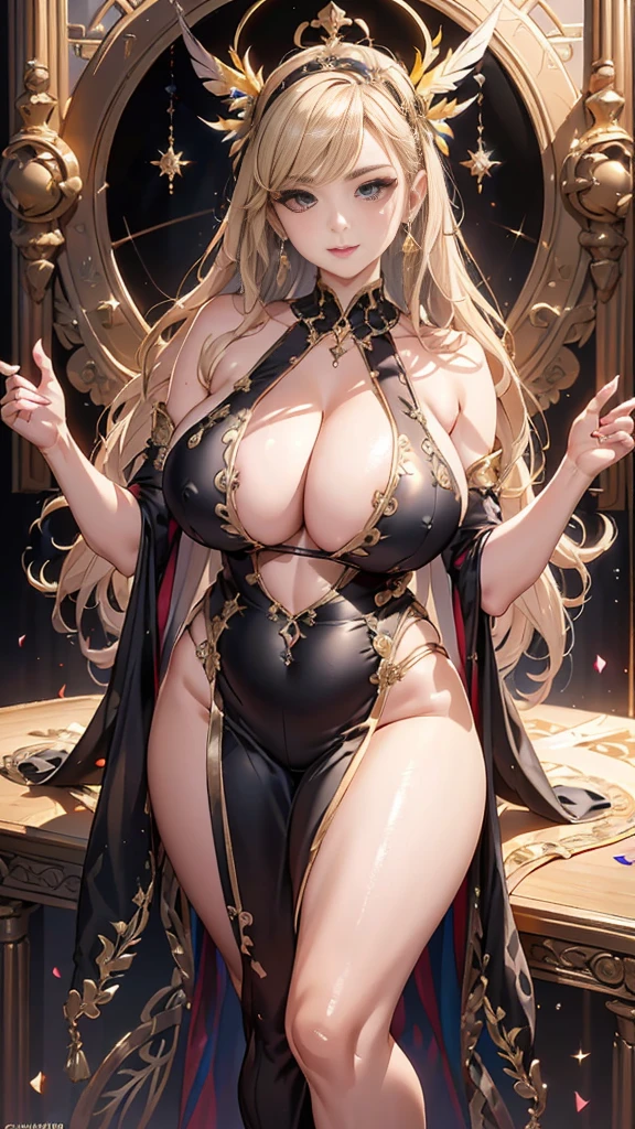 The best masterpiece ever、🌟Beauty, 3D 2 dimensions, rich, bionde, skirt, stockings, high heels, Star、(Highly detailed CG Unity 8K wallpaper),(masterpiece), (highest quality), (Super detailed), (best work),(best shadow), (sharp eyeliner, eye shadow, fine eye:1.1), (超High resolution,realistic,realistic),(8K,Raw photo),mature woman、sensual curves、huge breasts、thighs、bubble、Ass masterpiece, full body shot, Beautiful woman, enchanting smile, thick lips, plump lips, blush, looking at the viewer, provocative expression, Beautiful hairstyle, cleavage, Plump、curvy hips、attractive face、sexy dress、an inviting gaze、expression of emotions、(((erotic dress)))、gorgeous accessories 、Women with Big Breasts, golden hair, colored feather, metal ornaments, colored flowers, particle, light, (1 girl:1.3),(Fractal Art:1.1),(colorful:1.1)、(flowers:1.3),most detailed,(tangled:1.2), (dynamic pose), (abstract background:1.3), (shiny skin), (lots of colors :1.4), ,(earrings:1.4), (feather:1.4),masterpiece, highest quality, Super detailed, 30~40 years, full body shot, beautiful 、different hairstyles,gold headband,plump breasts,beautiful butt,greek clothing,Tulle covers the chest,perfect balance, Costume Details Details,marble,cinematic lighting, film grain, high detail, openwork decoration,(((Colorful high-end dresses)))、(((Anatomically correct body))) ,big breasts,cowboy shot, blush, (((1 girl))), perfect face, (((highest quality))), (Super detailed), detailed face and eye, (alone), High resolution、beautifuleye,(((sexy pose)))、(((Well-formed big breasts)))、((beautiful eye))、luxury、(((超High resolution)))、(((detailed description)))、(((Chubby body type)))、(((Body parts that correspond to anatomical structures)))、Beautiful long eyelashes、Balanced body type,The legs and arms are just the right size、Fishnet tights、glamorous、(((Clear white and black eye)))、lipstick、Sparkling、(Undistorted face, eye, body)、jewelry、gem、(Long and curled beautiful eyelashes)、(((Well-balanced beautiful breasts)))、(transpare