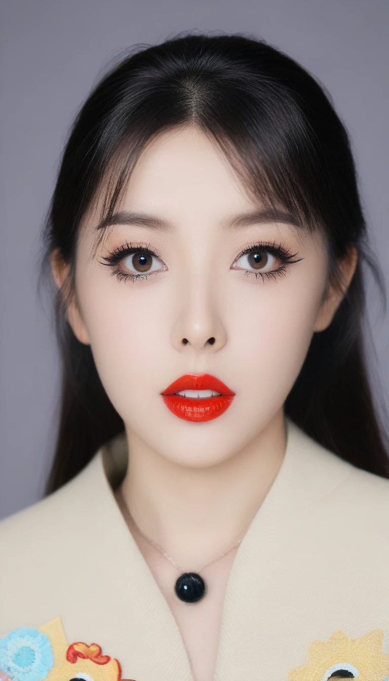 Bigger eyes、narrowing between the left and right eyes,、nose and mouth small、There are bangs、Eyes, nose and mouth in the center of the face、closes mouth(8k, RAW photo, best quality, masterpiece:1.2), (realistic, photo-realistic:1.4), (extremely detailed 8k wallpaper), sharp focus, depth of field, blur background, bokeh,  cinematic lighting, soft light, upper body, 20 years old cute actress