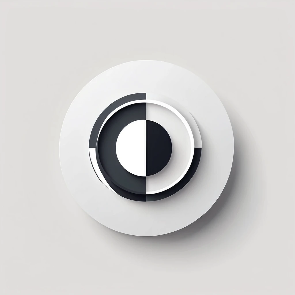 Geometric abstract logo, simplicity, vector, minimal, symmetry , shade of emotion a beautiful detailed a circle logo, centered composition, highly detailed, dynamic brush strokes, grayscale, glossy surface, elegant typography, minimal background, clean design, photorealistic, cinematic lighting, 8k, masterpiece