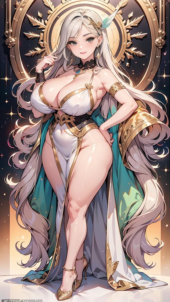 The best masterpiece ever、🌟Beauty, 3D 2 dimensions, rich, bionde, skirt, stockings, high heels, Star、(Highly detailed CG Unity 8K wallpaper),(masterpiece), (highest quality), (Super detailed), (best work),(best shadow), (sharp eyeliner, eye shadow, fine eye:1.1), (超High resolution,realistic,realistic),(8K,Raw photo),mature woman、sensual curves、huge breasts、thighs、bubble、Ass masterpiece, full body shot, Beautiful woman, enchanting smile, thick lips, plump lips, blush, looking at the viewer, provocative expression, Beautiful hairstyle, cleavage, Plump、curvy hips、attractive face、sexy dress、an inviting gaze、expression of emotions、(((erotic dress)))、gorgeous accessories 、Women with Big Breasts, golden hair, colored feather, metal ornaments, colored flowers, particle, light, (1 girl:1.3),(Fractal Art:1.1),(colorful:1.1)、(flowers:1.3),most detailed,(tangled:1.2), (dynamic pose), (abstract background:1.3), (shiny skin), (lots of colors :1.4), ,(earrings:1.4), (feather:1.4),masterpiece, highest quality, Super detailed, 30~40 years, full body shot, beautiful 、different hairstyles,gold headband,plump breasts,beautiful butt,greek clothing,Tulle covers the chest,perfect balance, Costume Details Details,marble,cinematic lighting, film grain, high detail, openwork decoration,(((Colorful high-end dresses)))、(((Anatomically correct body))) ,big breasts,cowboy shot, blush, (((1 girl))), perfect face, (((highest quality))), (Super detailed), detailed face and eye, (alone), High resolution、beautifuleye,(((sexy pose)))、(((Well-formed big breasts)))、((beautiful eye))、luxury、(((超High resolution)))、(((detailed description)))、(((Chubby body type)))、(((Body parts that correspond to anatomical structures)))、Beautiful long eyelashes、Balanced body type,The legs and arms are just the right size、Fishnet tights、glamorous、(((Clear white and black eye)))、lipstick、Sparkling、(Undistorted face, eye, body)、jewelry、gem、(Long and curled beautiful eyelashes)、(((Well-balanced beautiful breasts)))、(transpare