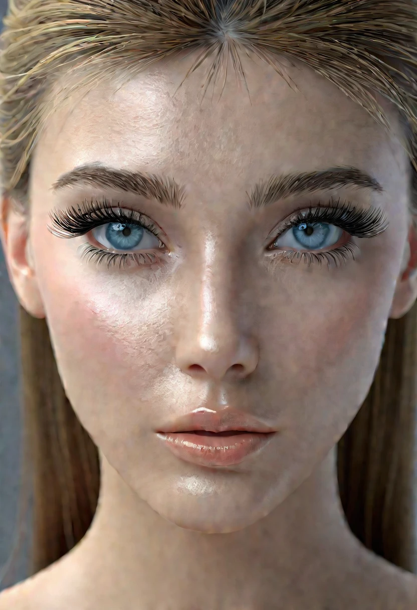 perfect focus, true depth notion, 3D render, woman face, perfect eyes details