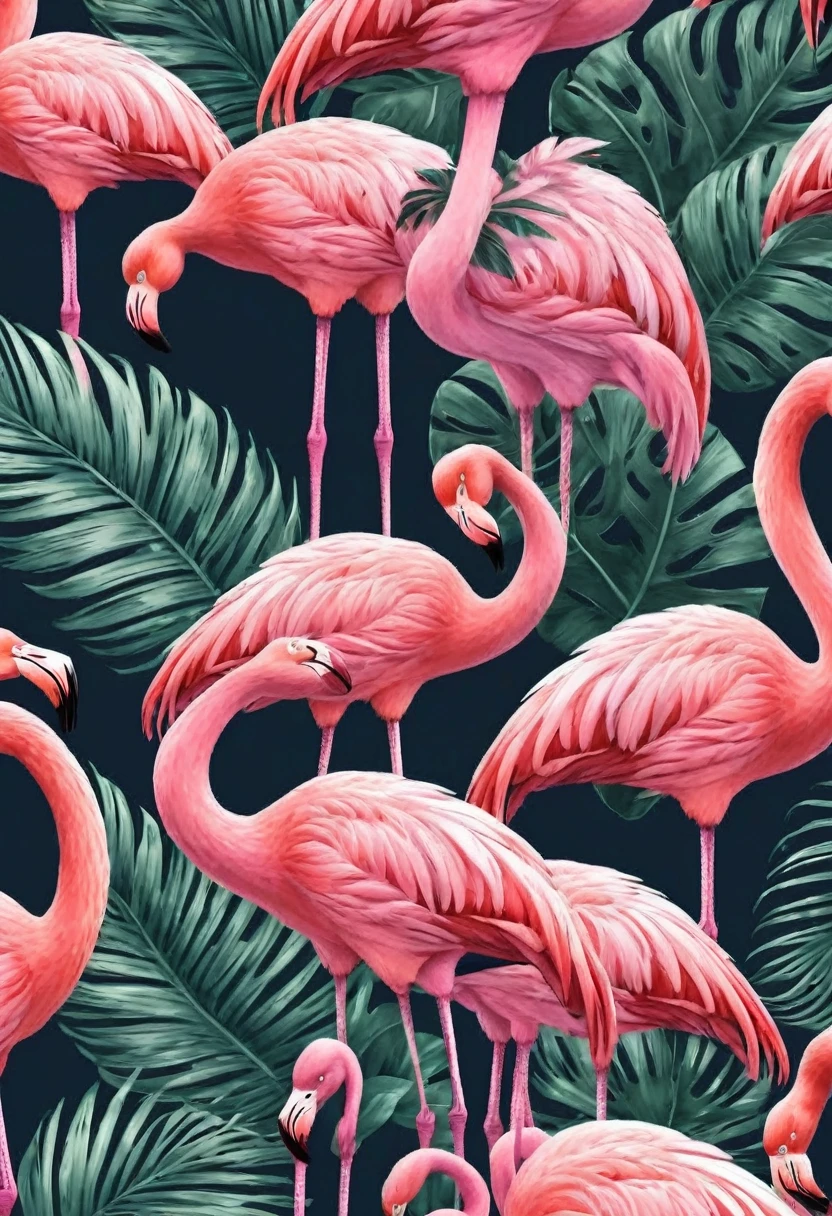 wallpapersv1, pink flamingo drawing, style wallpapersv1, 8k,