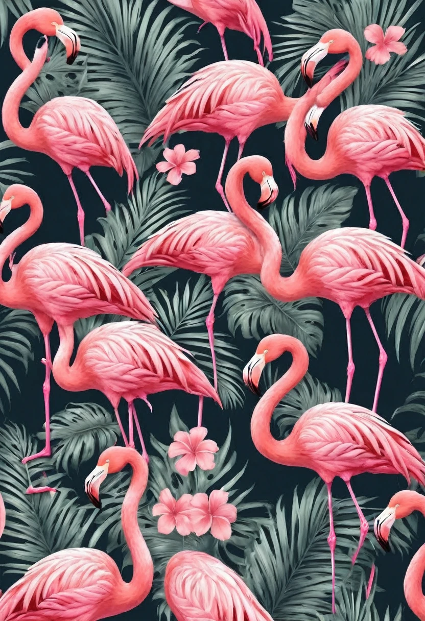 wallpapersv1, pink flamingo drawing, style wallpapersv1, 8k,