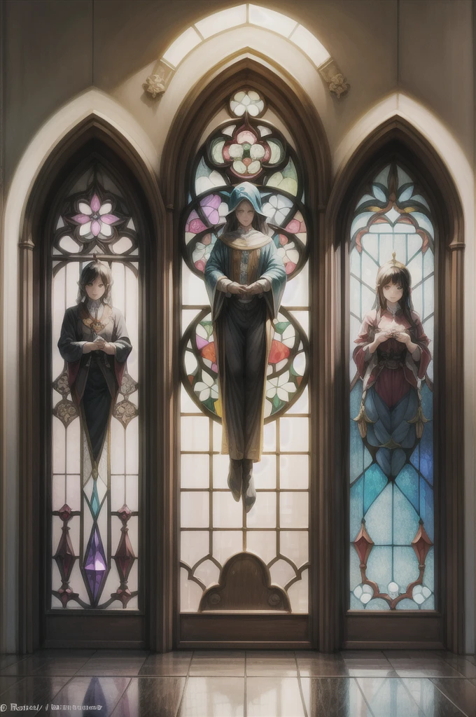 a picture of a stained glass window, intricate art, by Mario Dubsky, stained glass art, amethyst stained glass, detailed art in color, by Robert Richenburg, by Adrienn Henczné Deák
