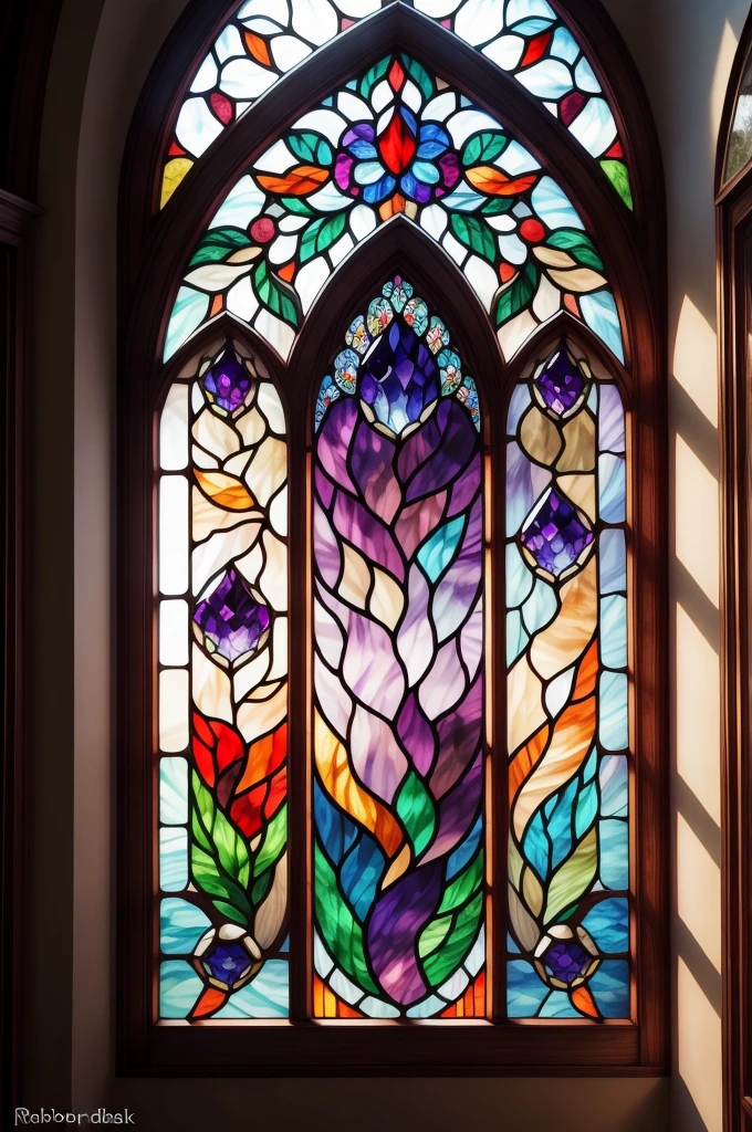 a picture of a stained glass window, intricate art, by Mario Dubsky, stained glass art, amethyst stained glass, detailed art in color, by Robert Richenburg, by Adrienn Henczné Deák
