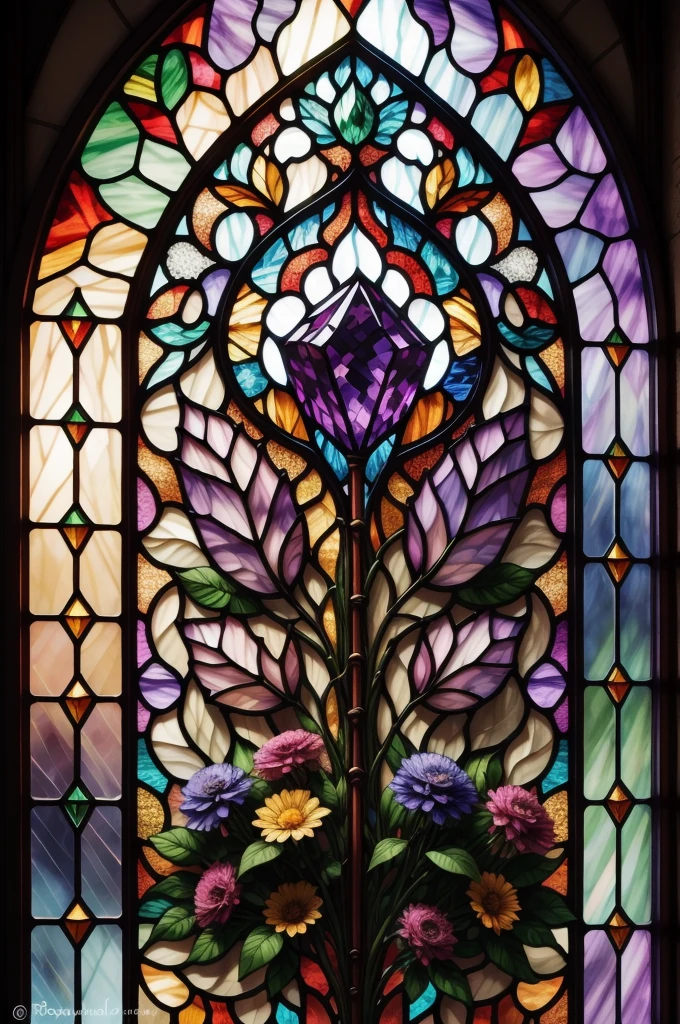 a picture of a stained glass window, intricate art, by Mario Dubsky, stained glass art, amethyst stained glass, detailed art in color, by Robert Richenburg, by Adrienn Henczné Deák
