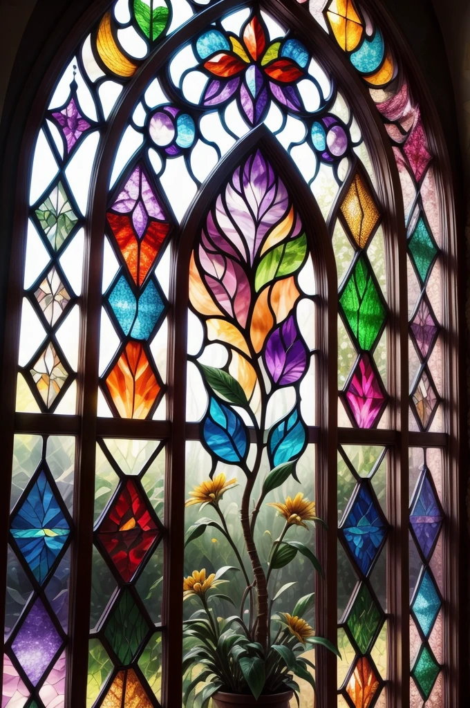 a picture of a stained glass window, intricate art, by Mario Dubsky, stained glass art, amethyst stained glass, detailed art in color, by Robert Richenburg, by Adrienn Henczné Deák
