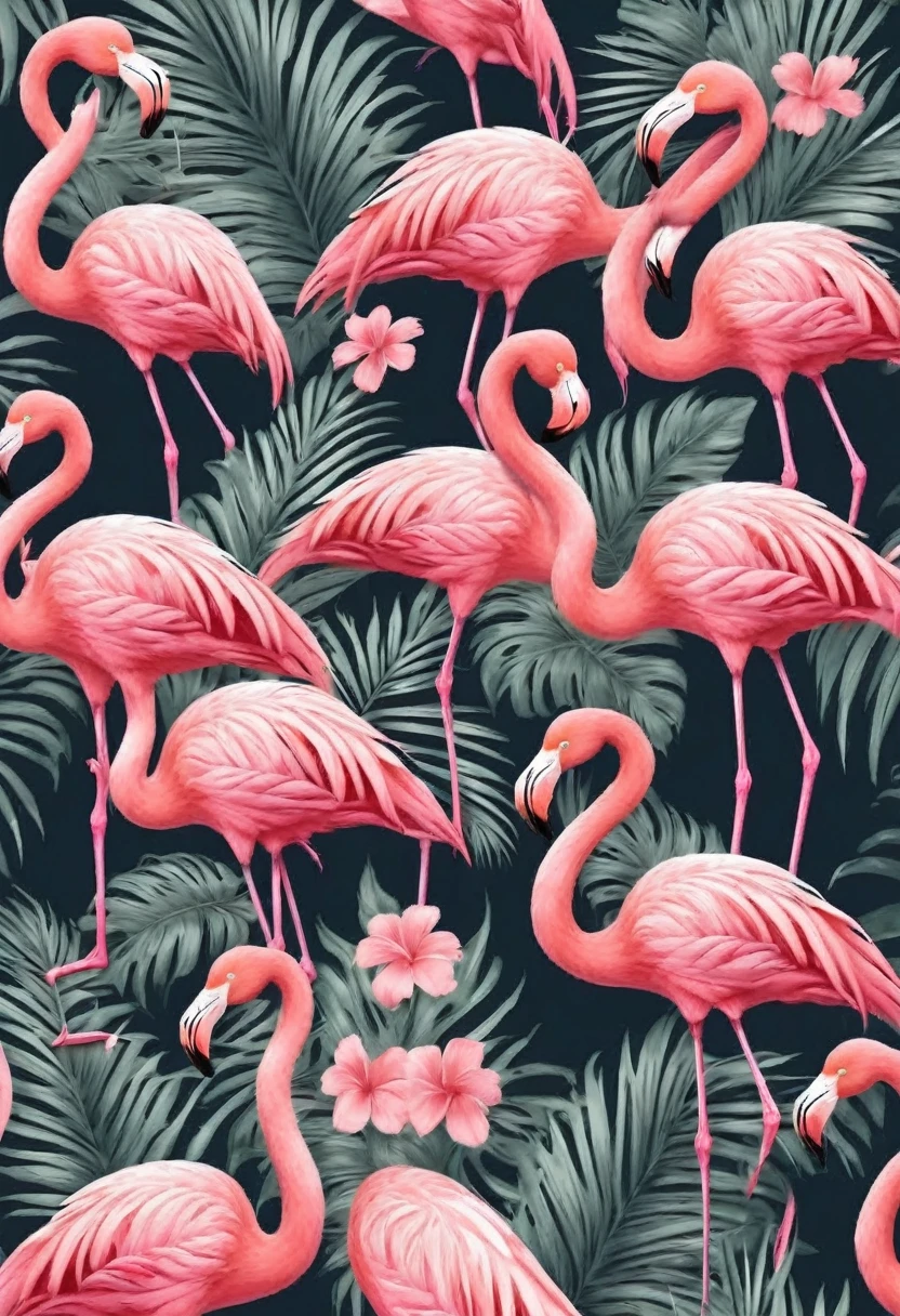 wallpapersv1, pink flamingo drawing, style wallpapersv1, 8k,