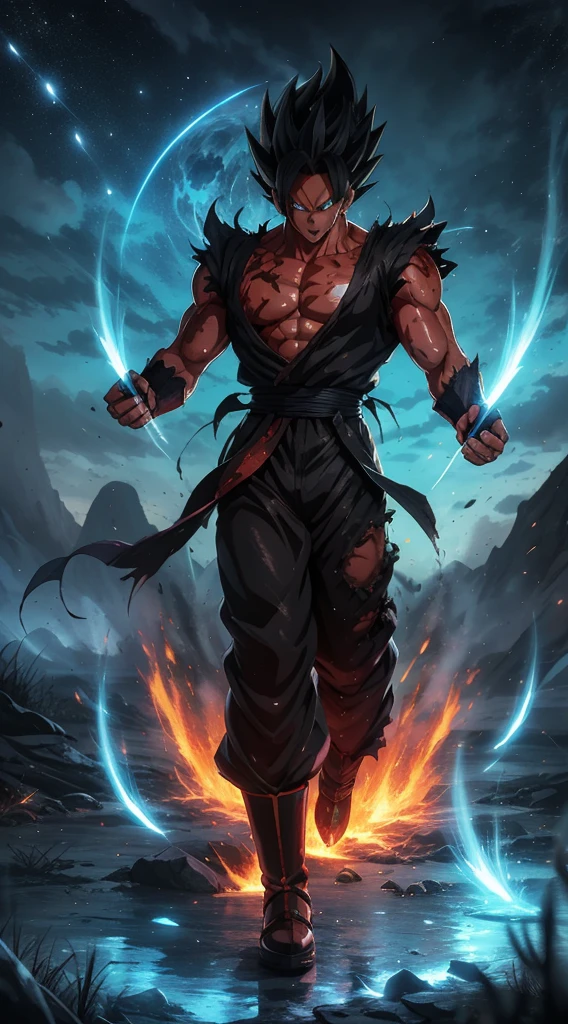 Get ready for a visual feast with the Black Demon God, a being with a handsome face and piercing red eyes. In his transformed state, he radiates extreme instinct and power, making for an epic anime about this energy man. Watch as he controls fire and lava in stunning anime artwork that will leave you in awe. This concept art is straight out of the Dragon Ball Universe, with a manga-style 8k wallpaper that will transport you to another dimension. Prepare to be amazed by this detailed digital anime art, showcasing the ultimate fusion of style and power.