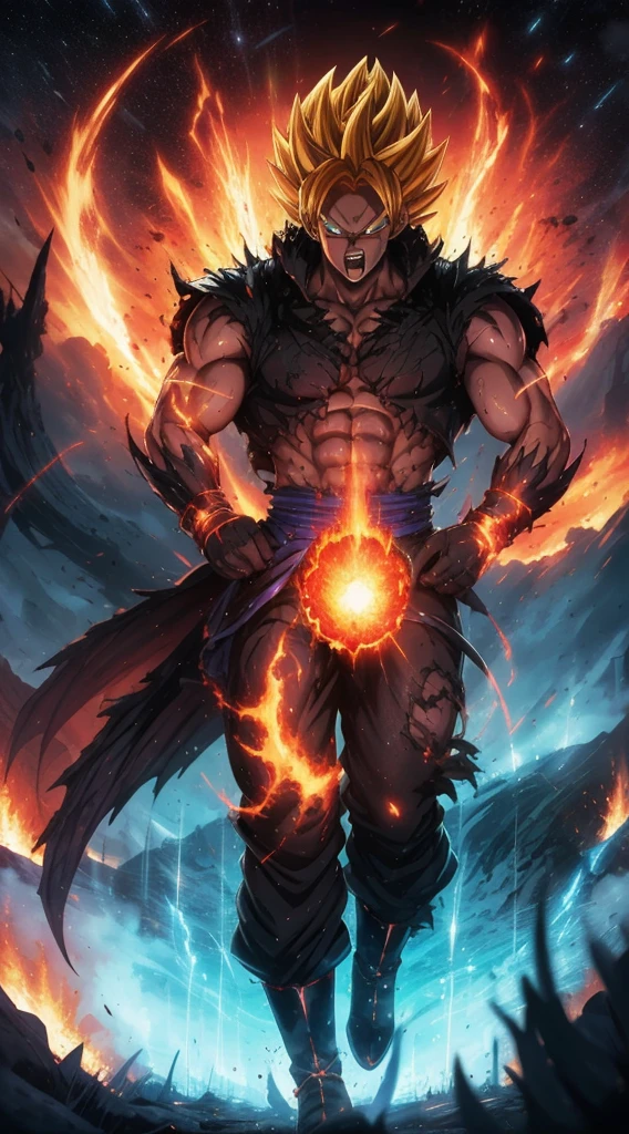 Get ready for a visual feast with the Black Demon God, a being with a handsome face and piercing red eyes. In his transformed state, he radiates extreme instinct and power, making for an epic anime about this energy man. Watch as he controls fire and lava in stunning anime artwork that will leave you in awe. This concept art is straight out of the Dragon Ball Universe, with a manga-style 8k wallpaper that will transport you to another dimension. Prepare to be amazed by this detailed digital anime art, showcasing the ultimate fusion of style and power.