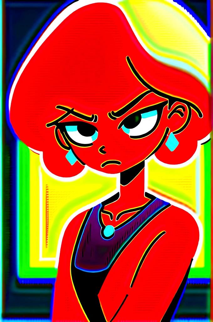 Create a cartoon-style image of a beautiful teenage girl with curly blonde hair, wearing feminine clothing, a diamond necklace, and diamond earrings