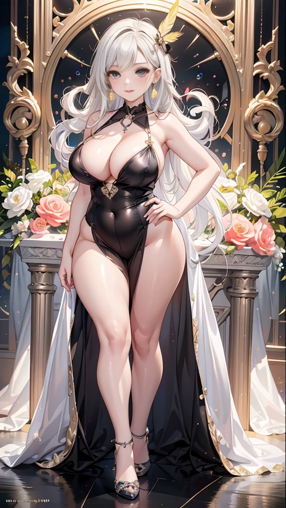 The best masterpiece ever、🌟Beauty, 3D 2 dimensions, rich, bionde, skirt, stockings, high heels, Star、(Highly detailed CG Unity 8K wallpaper),(masterpiece), (highest quality), (Super detailed), (best work),(best shadow), (sharp eyeliner, eye shadow, fine eye:1.1), (超High resolution,realistic,realistic),(8K,Raw photo),mature woman、sensual curves、huge breasts、thighs、bubble、Ass masterpiece, full body shot, Beautiful woman, enchanting smile, thick lips, plump lips, blush, looking at the viewer, provocative expression, Beautiful hairstyle, cleavage, Plump、curvy hips、attractive face、sexy dress、an inviting gaze、expression of emotions、(((erotic dress)))、gorgeous accessories 、Women with Big Breasts, golden hair, colored feather, metal ornaments, colored flowers, particle, light, (1 girl:1.3),(Fractal Art:1.1),(colorful:1.1)、(flowers:1.3),most detailed,(tangled:1.2), (dynamic pose), (abstract background:1.3), (shiny skin), (lots of colors :1.4), ,(earrings:1.4), (feather:1.4),masterpiece, highest quality, Super detailed, 30~40 years, full body shot, beautiful 、different hairstyles,gold headband,plump breasts,beautiful butt,greek clothing,Tulle covers the chest,perfect balance, Costume Details Details,marble,cinematic lighting, film grain, high detail, openwork decoration,(((Colorful high-end dresses)))、(((Anatomically correct body))) ,big breasts,cowboy shot, blush, (((1 girl))), perfect face, (((highest quality))), (Super detailed), detailed face and eye, (alone), High resolution、beautifuleye,(((sexy pose)))、(((Well-formed big breasts)))、((beautiful eye))、luxury、(((超High resolution)))、(((detailed description)))、(((Chubby body type)))、(((Body parts that correspond to anatomical structures)))、Beautiful long eyelashes、Balanced body type,The legs and arms are just the right size、Fishnet tights、glamorous、(((Clear white and black eye)))、lipstick、Sparkling、(Undistorted face, eye, body)、jewelry、gem、(Long and curled beautiful eyelashes)、(((Well-balanced beautiful breasts)))、(transpare