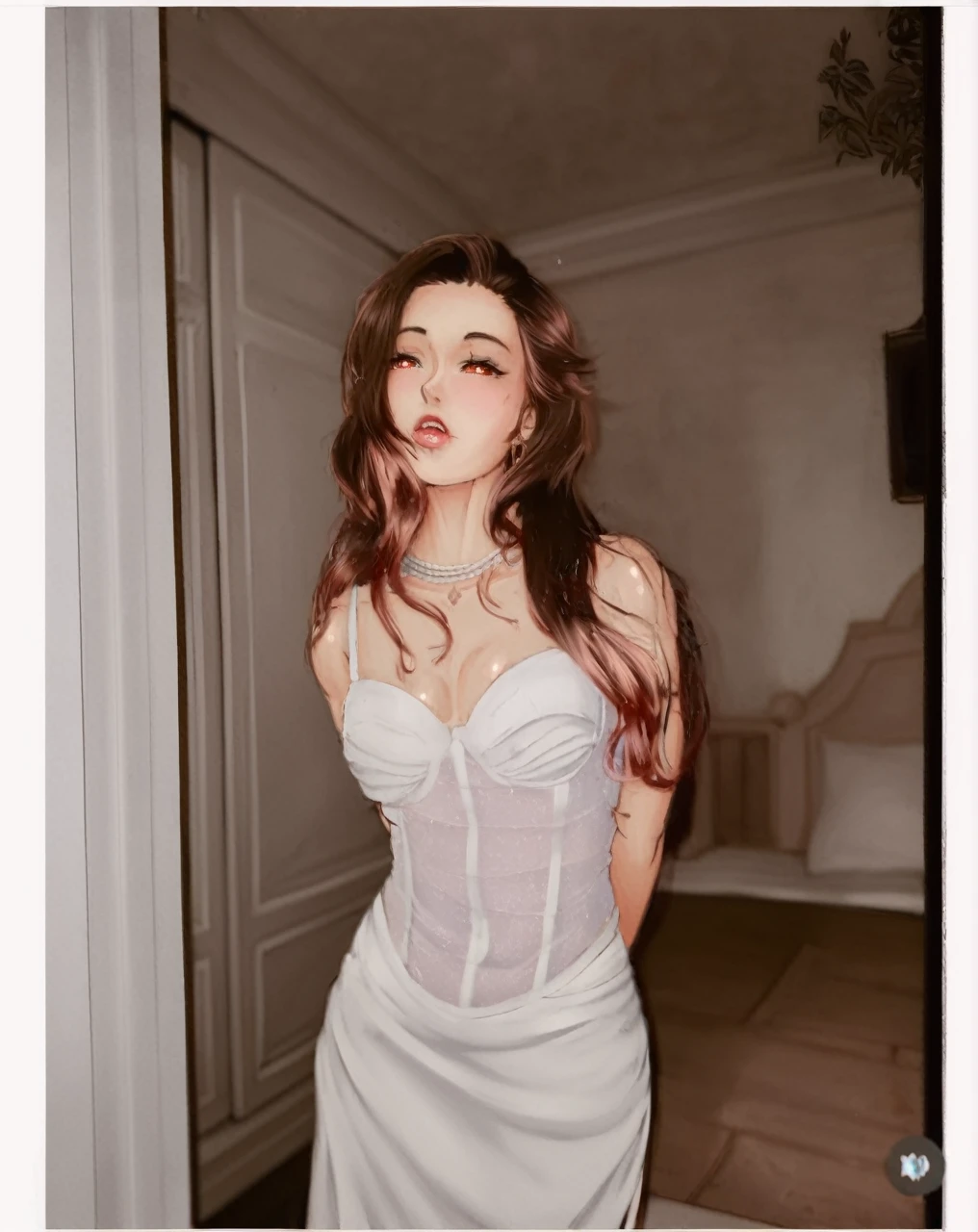 masterpiece, best quality, soft lighting, absurdres, 1girl, solo focus, skin imperfection, skindentation, perfect face, puffy face, beautiful face, big eyes, puffy eyes, perfect eyes, eyelashes, Hu Tao (genshin impact) from genshin impact, outdoor, bamboo forest, 8k, UHD, HDR, (Masterpiece:1. 5), (best quality:1. 5)