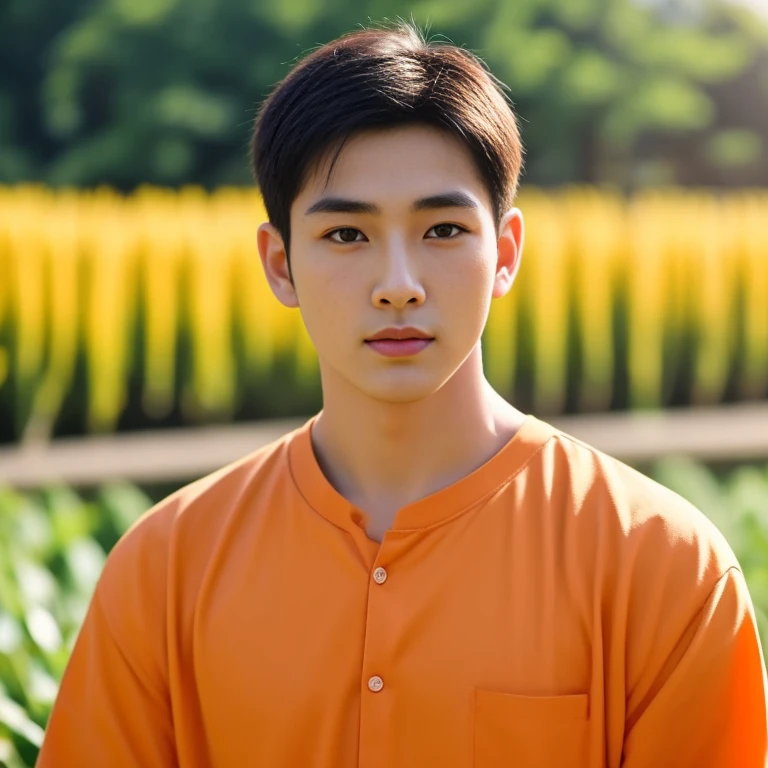 Haraf man looking at camera, have a round face, ชายชาวเอเชียตะวันออกเฉียงใต้ที่have a round face, Profile picture, charming anime, black short hair, stereoscopic 8k,45 high quality colored lights,000,000,000 pixels, photo, post-trade photo, animation, Beautiful, realistic portraits in comfortable poses, Anime Asian man in real life, Handsome man with perfect body,Wear a jeans shirt., Freestyle photo of a handsome young man, beautiful asian man, The character is in her natural pose.,