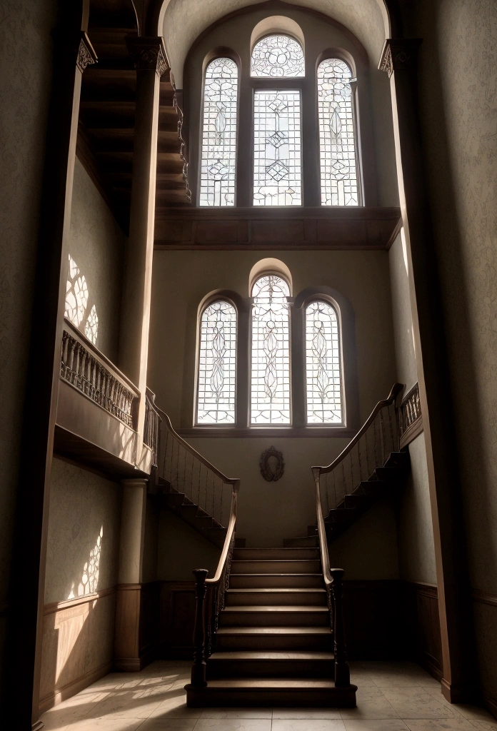 staircase, staircase to the top, door with light at the end of the stairs, clear environment, peaceful environment, vegetation-free environment, staircase on the wall, (Foto RAW, real, best qualityer, Masterpiece artwork: 1.2), (Hiper realisitic, realisitic: 1.2), high qualiy, perfect lighting, Lightroom, 35mm films, cinemactic, dimmed colors, dark shot, Muted colours, grainy film, lute, insane details, Intricate details, luz do entardecer, well-lit afternoon.