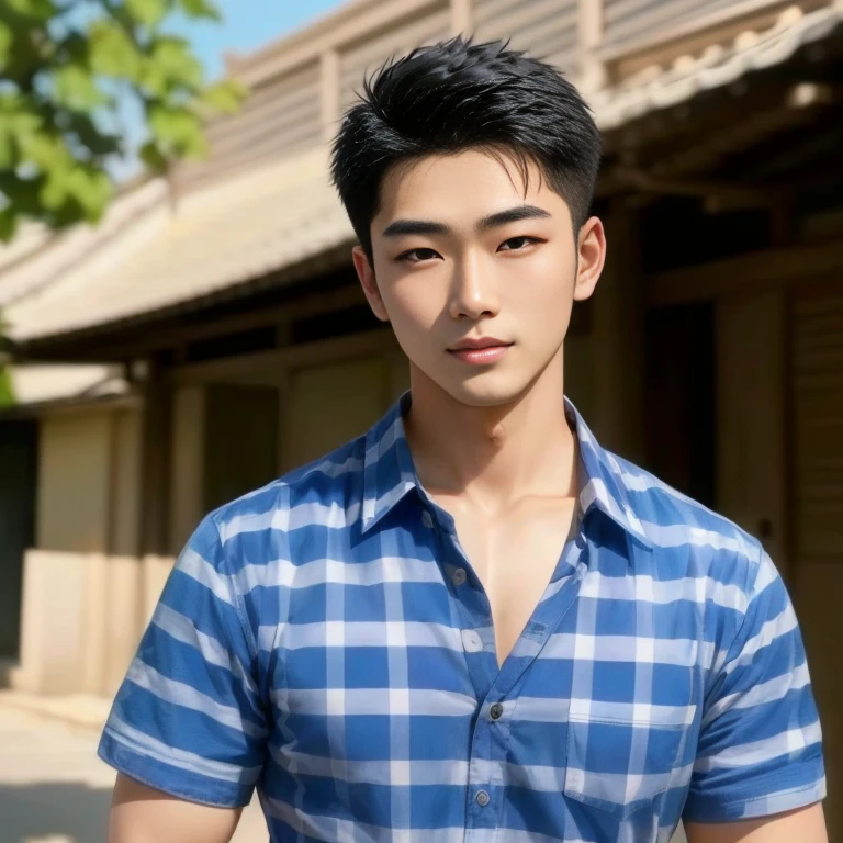 Asian man Araaf with black hair and denim shirt, Inspiration from Zhang Han, Chai Sukun, handsome man，black short hair, Handsome Chad Chin, Steve Zheng, Ryan Jia, Ruanjian, very handsome, Jinyoung Shin, Yanjun Chengt, Hong Jun Hyung, เด็กชายมีblack short hair, Ruean Jia is very beautiful.!, หลง ผู้ชายMohawk hairฮาราฟมองที่กล้อง, have a round face, Mohawk hair, ชายชาวเอเชียตะวันออกเฉียงใต้ที่have a round face, Profile picture, charming anime, Mohawk hair,black short hair, stereoscopic 8k,45 high quality colored lights,000,000,000 pixels, photo, post-trade photo, animation, Beautiful, realistic portraits in comfortable poses, Anime Asian man in real life, Handsome man with perfect body,Wear a jeans shirt., Freestyle photo of a handsome young man, beautiful asian man, The character is in her natural pose., 