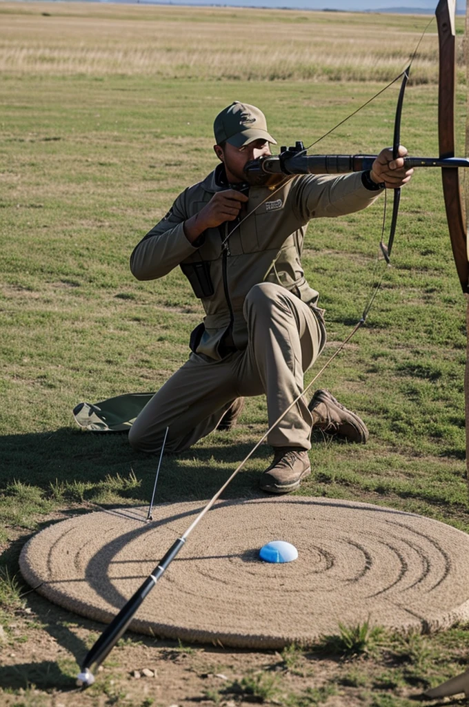 Leop.
 Ard coming out of a archery target.