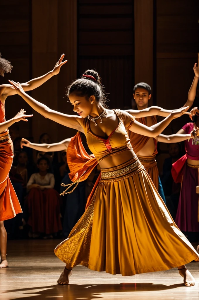 Woman dancing with Christian dance instruments 
