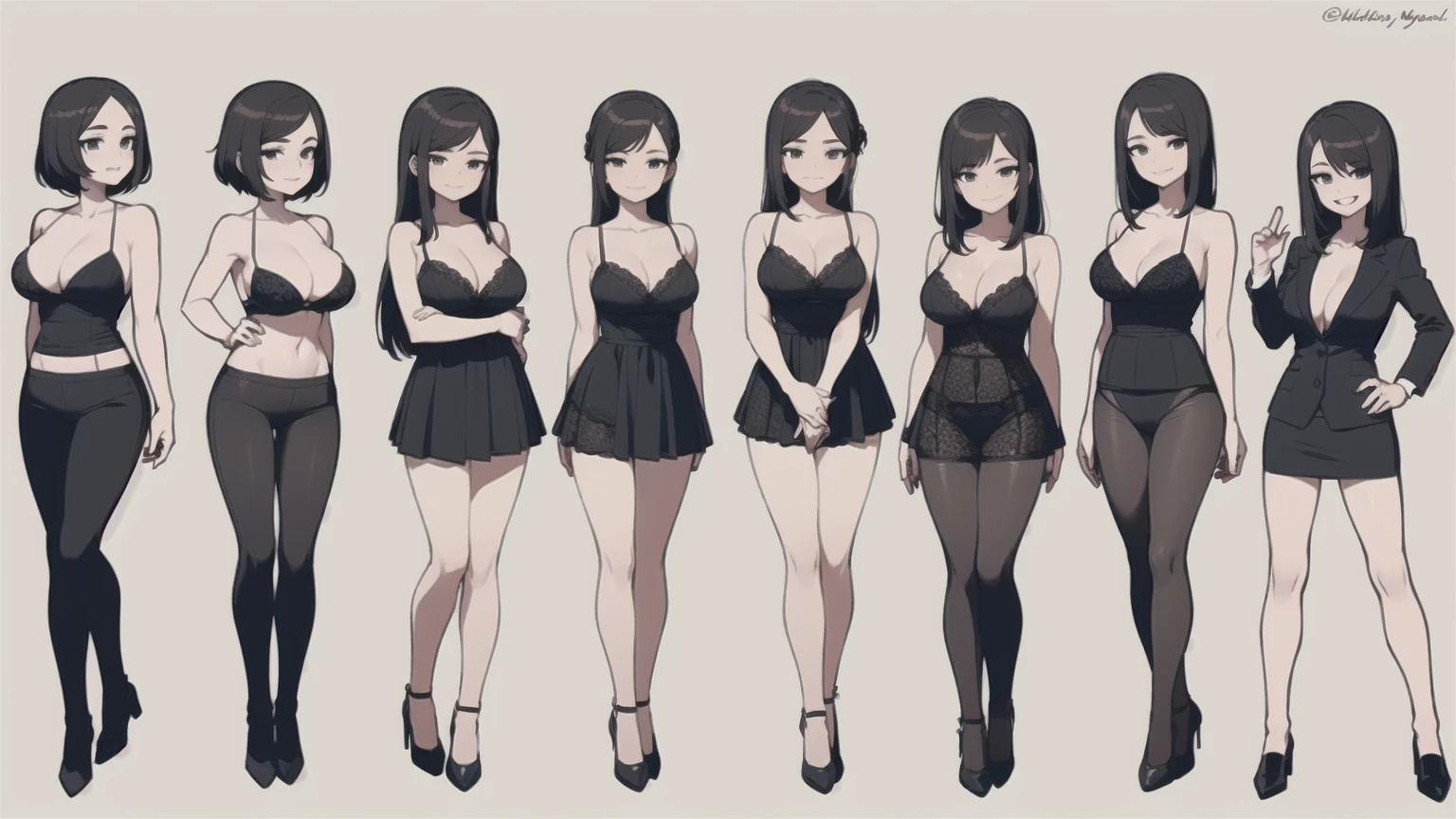 eight sexy women in lingerie with 4 boy, women have flirtatious smiles, portrait