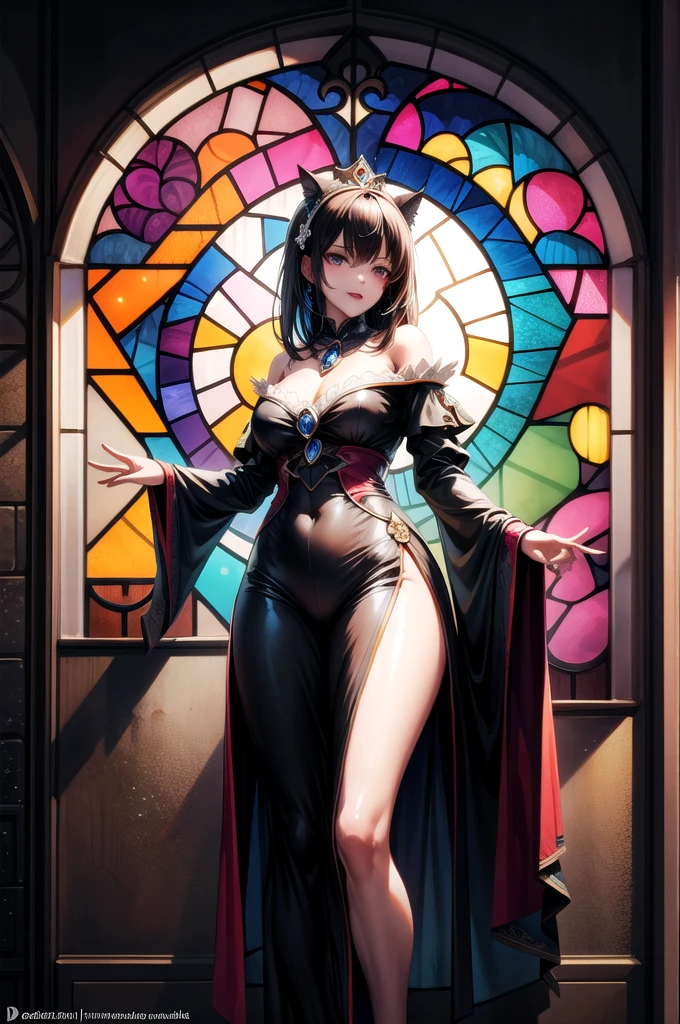 a picture of a stained glass window, intricate art, by Mario Dubsky, stained glass art, amethyst stained glass, detailed art in color, by Robert Richenburg, by Adrienn Henczné Deák
