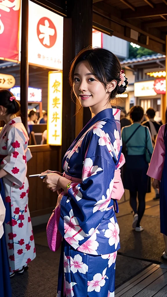 I came to the summer festival in Japan in a yukata In my right hand