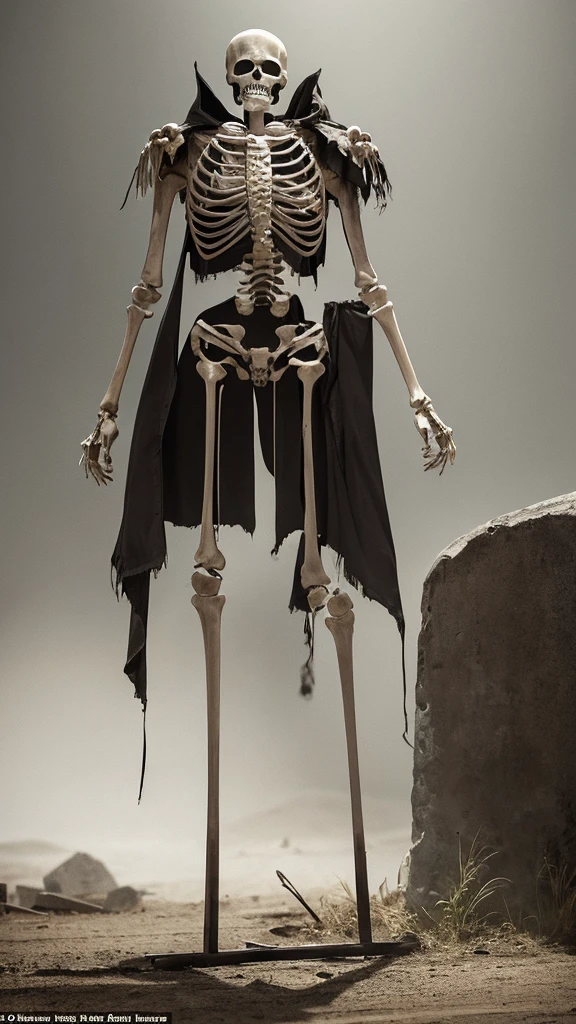 Character withered, deceased, man, almost a skeleton, You can see the bones, decomposition, Еlder Ring, stands proudly, damage, dressed in cuirass