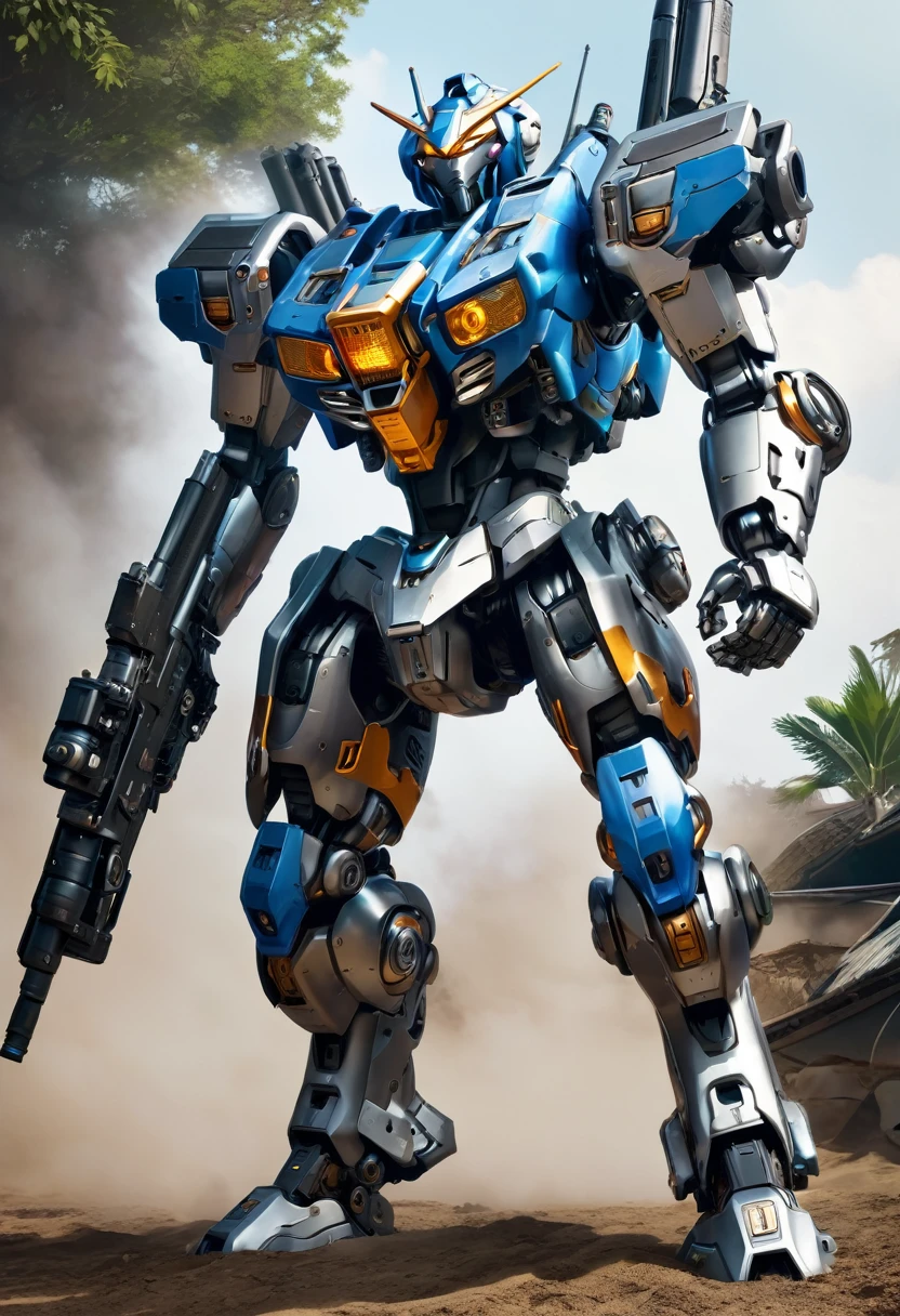 Realist mecha fighter with guns