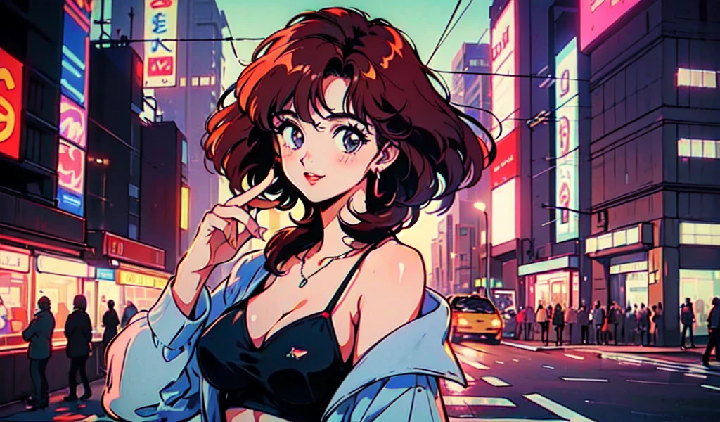 (80's, retro, city pop:1.5), (album cover), (masterpiece, best quality), (anime, illustration), (pastel colors:1.4),
best photo pose, dynamic angle,red hair,and has a cool impression,
girl, solo, smile, perfect detail eyes, delicate face,
City Scenes, night city, tokyo, high fashion, tying hair, sea, swimwear,