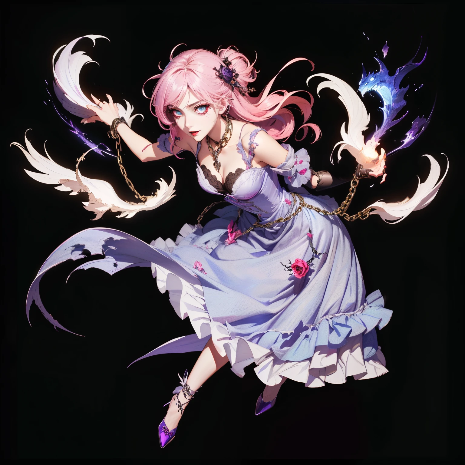 drawing of a woman in a dress with a chain around her neck, dark goddess with six arms, yandere complex, это искусство Junji, Crazy girl causes her own death, female occultist, Nightmare illustration, Junji, It is a work of art, Mechanized Witch, Princess Nosferatu, dark illustration, gothic ghost maiden