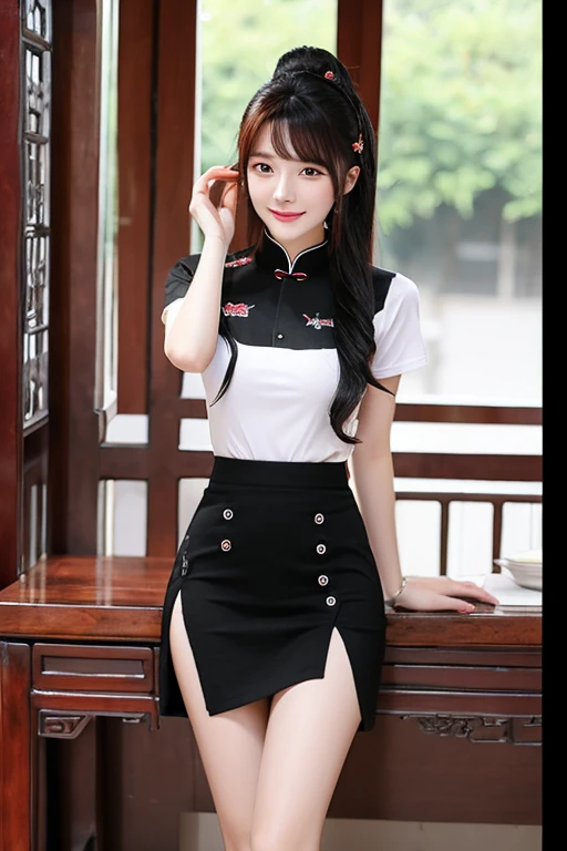 Chinese women、black tightini skirt