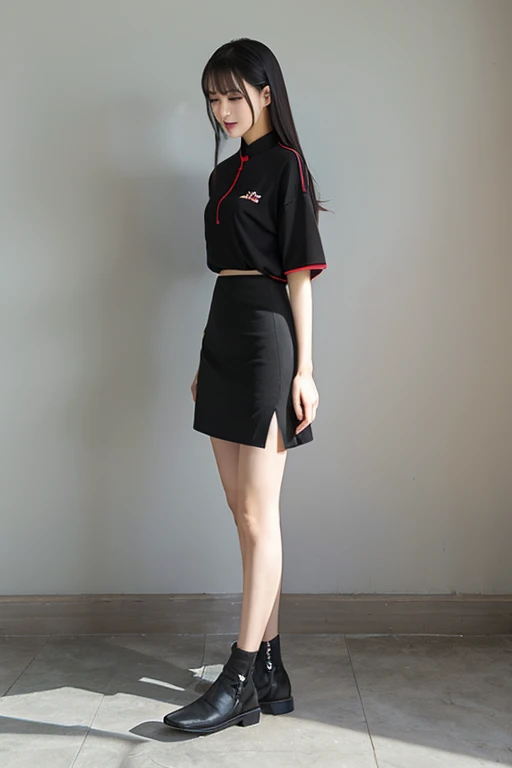 Chinese women、black tightini skirt