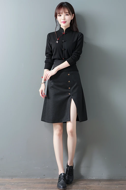 Chinese women、black tightini skirt