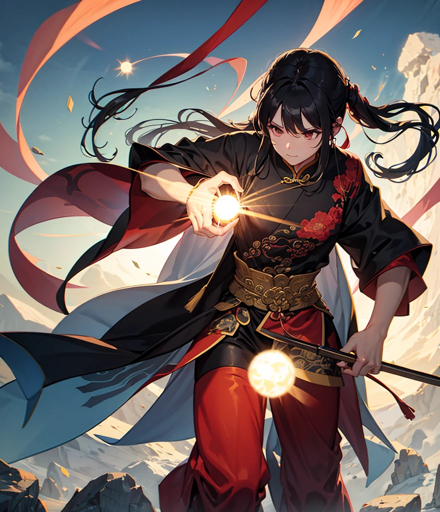 Please help me generate an illustration about the traditional Chinese myth of Hou Yi shooting the sun