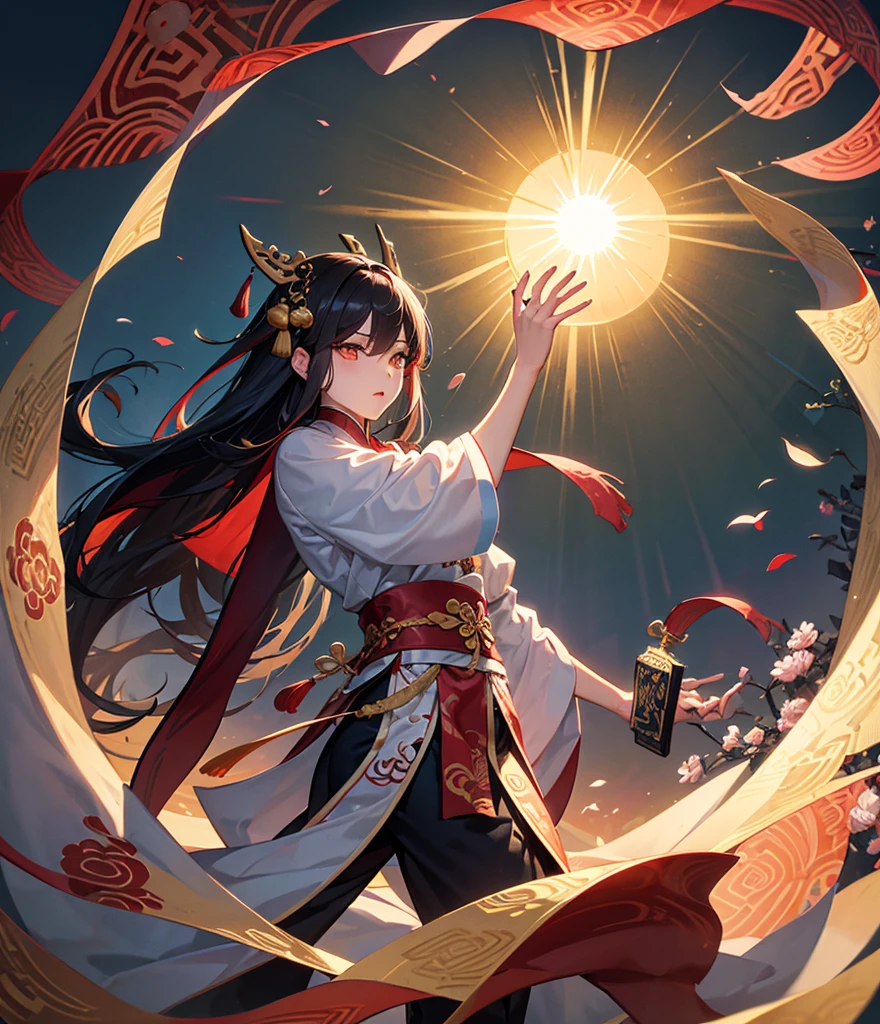 Please help me generate an illustration about the traditional Chinese myth of Hou Yi shooting the sun