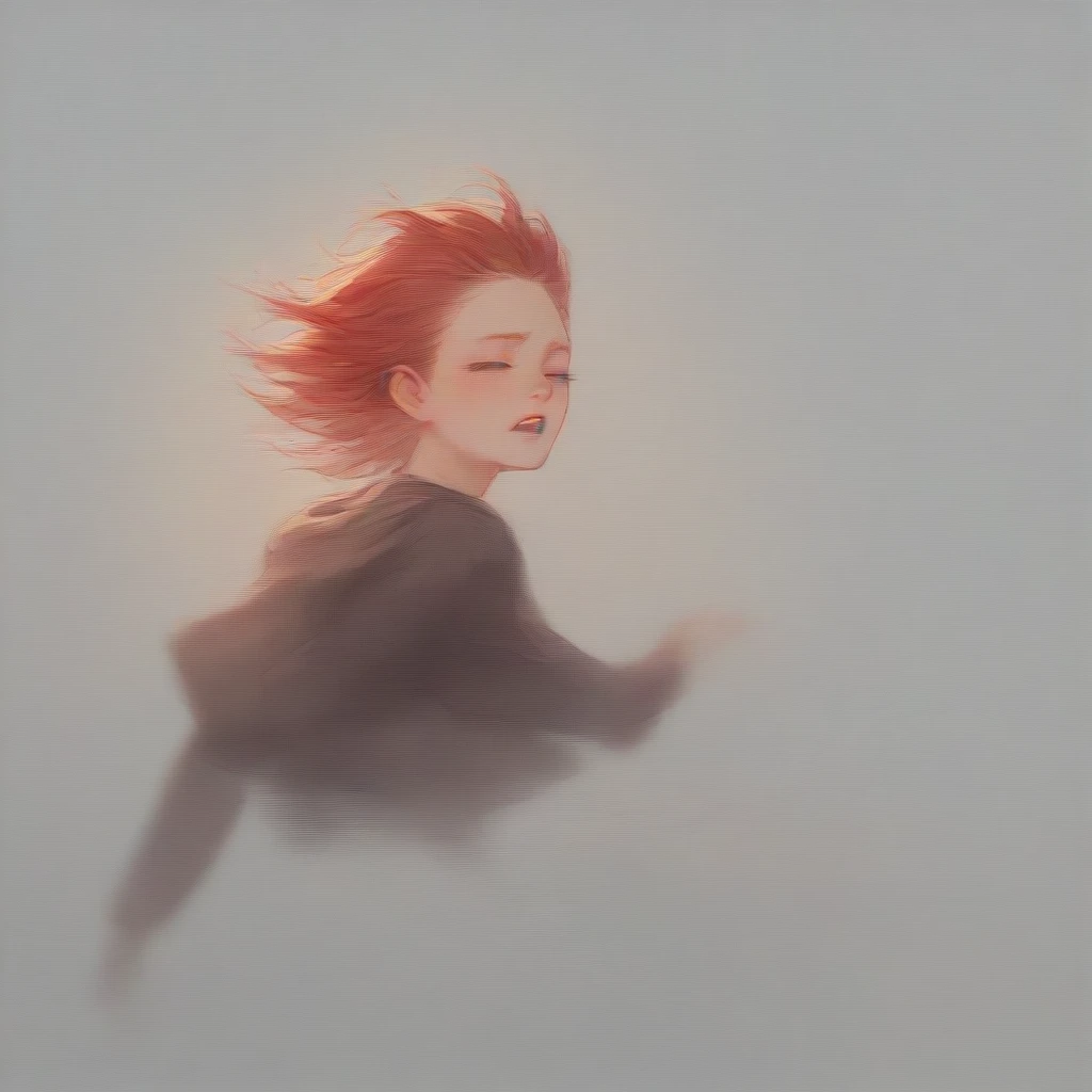 Face of a red-haired woman with eyes closed with tears running down her face