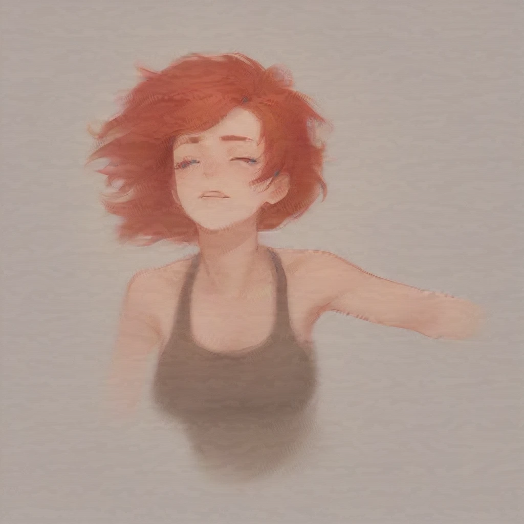 Face of a red-haired woman with eyes closed with tears running down her face